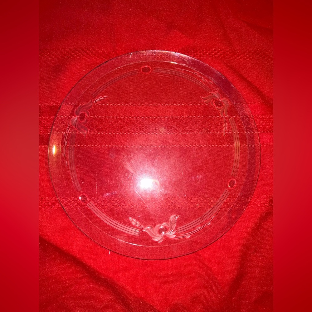 Beautiful Flat Etched Glass Serving Plate